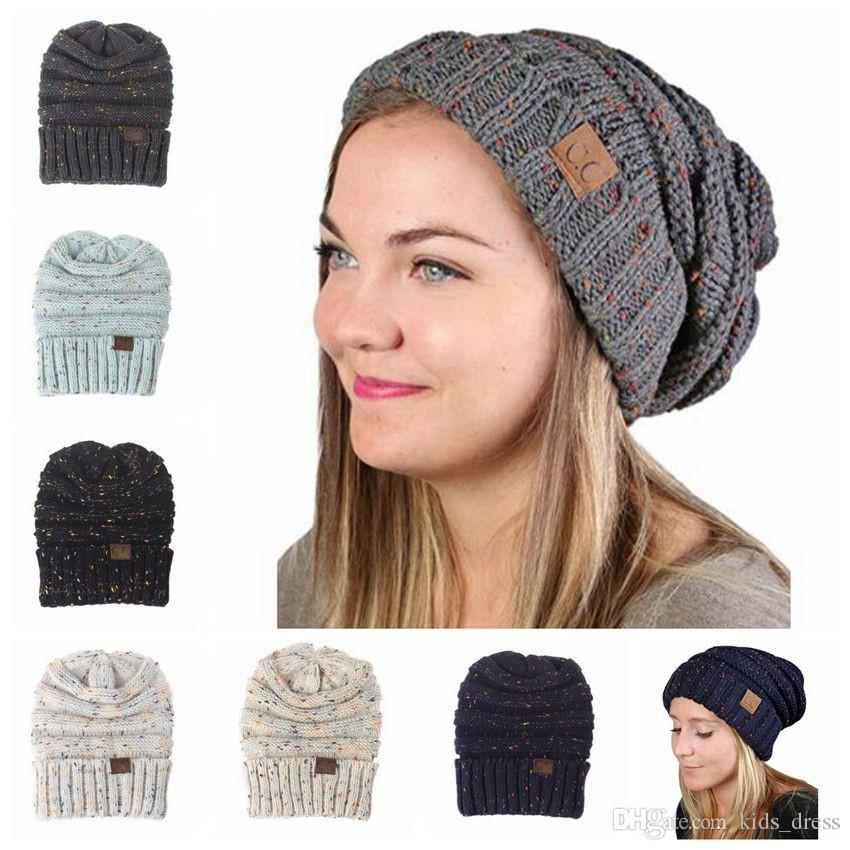 2018 cc knitted hats cc trendy beanie women chunky skull caps winter cable tcstmky