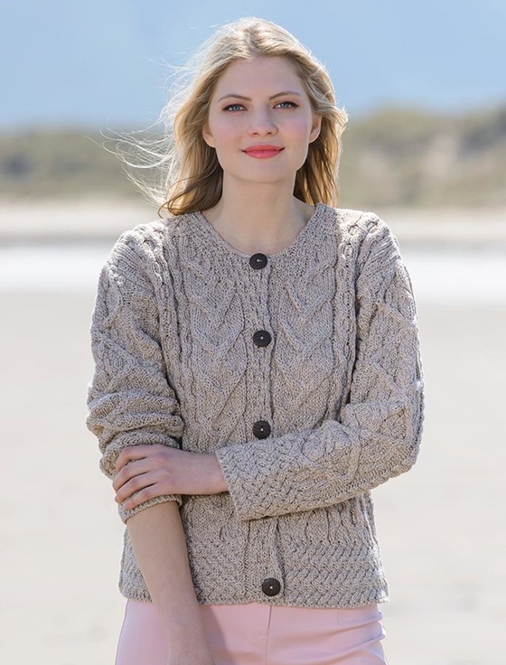 aran cable knit cardigan - wicker iwpnooc