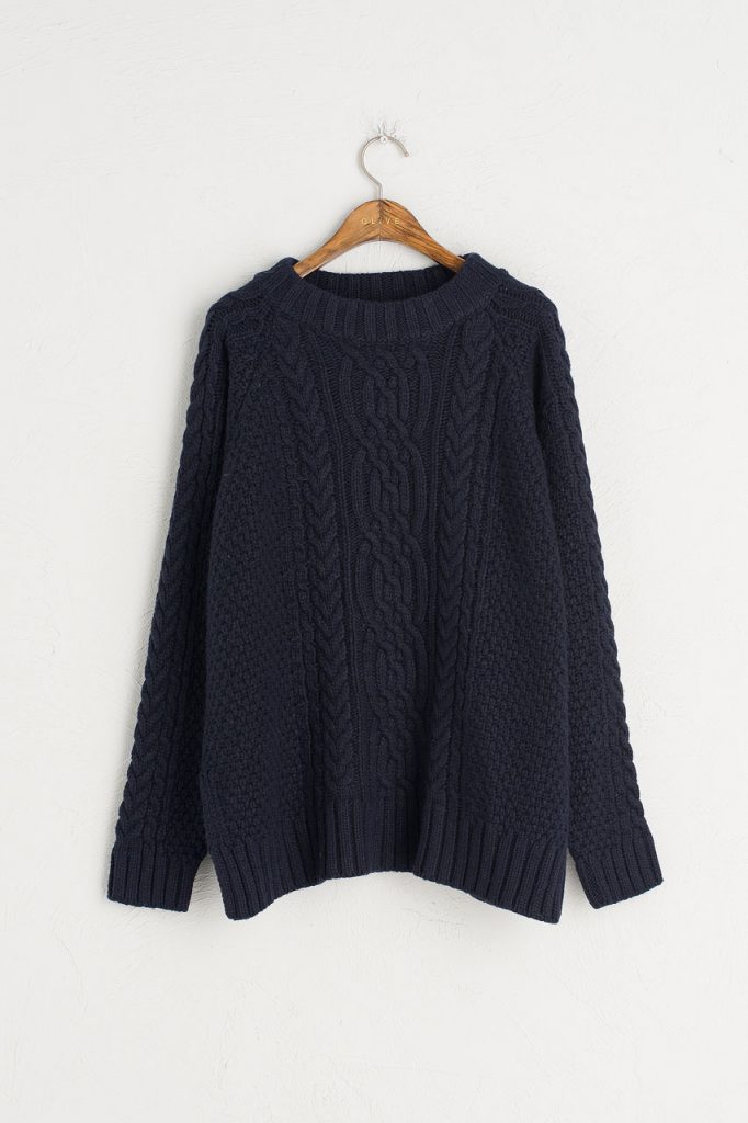 cable knit jumper, navy xvnxiwk