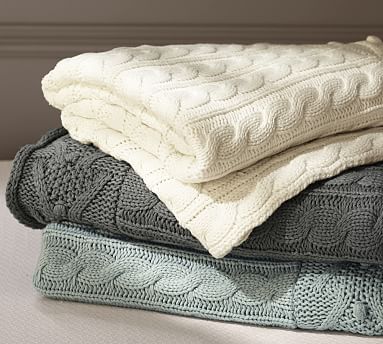 cable knit throw | pottery barn uzucwfn