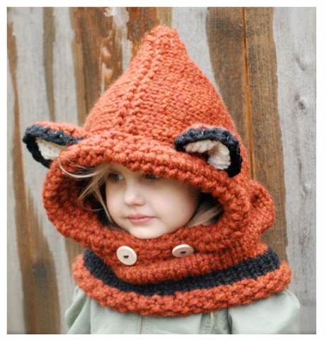 creative knitting fox cowl for kids animal winter hat with scaf bjpoqaw