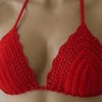 crochet bikini top, red women swimwear top, bikini top, beach wear, sexy acwqzdh