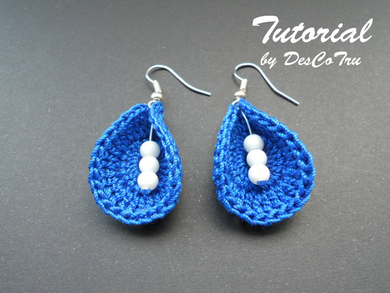 crochet earrings with beads tutorial - do it yourself - make your own uuolnut