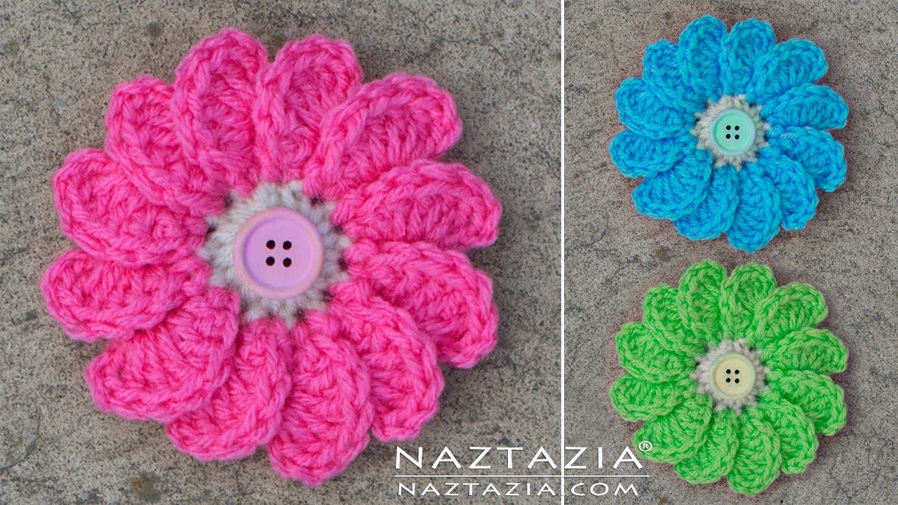 crochet flowers diy tutorial - learn how to crochet flowing flower - flowers with petals stnrbtc