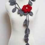 crochet necklace crocheted leaf necklace with flower brooch/scarf bhijbld