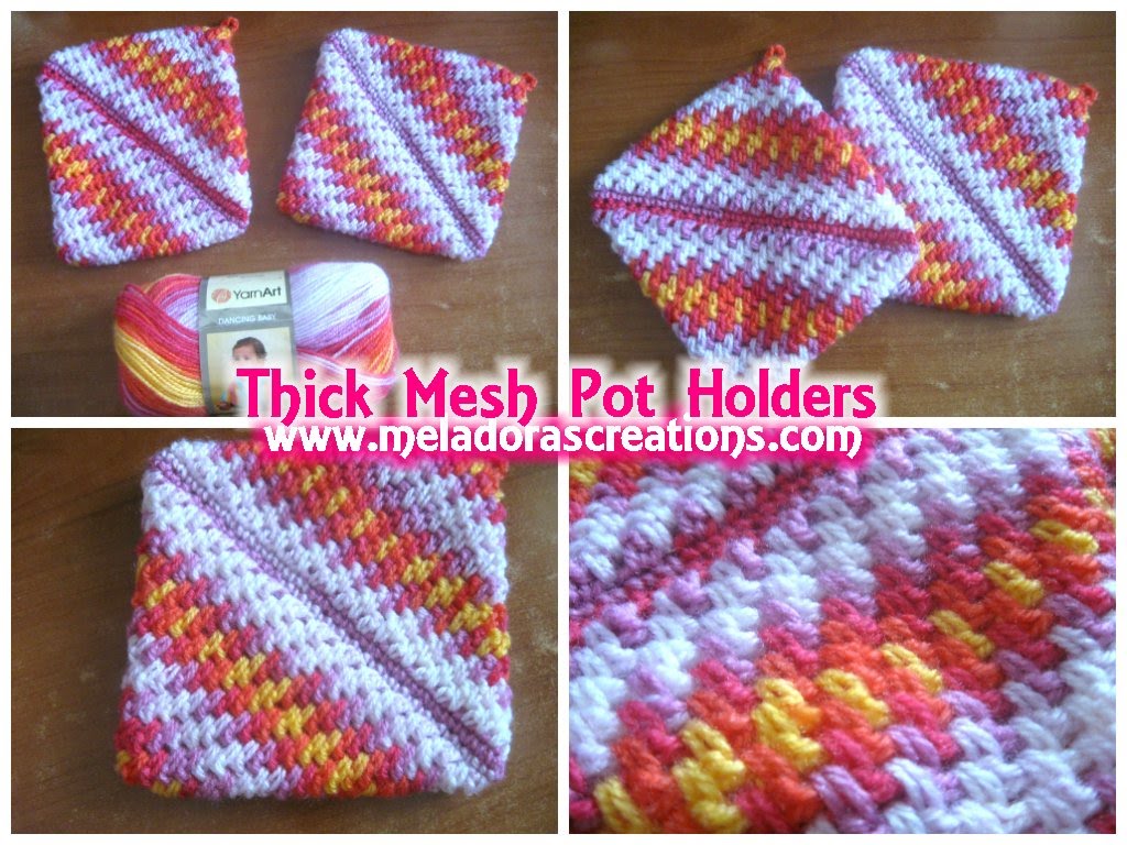 crochet pot holders crocheted pot holders thick crochet mesh / brick stitch stitch - crochet ugokygm