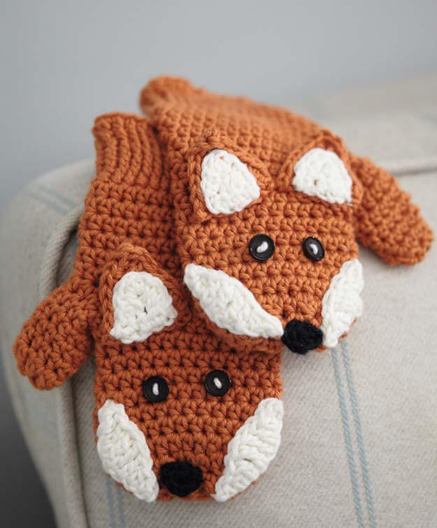 crochet projects crochet patterns and projects for teens - fox mittens - best free patterns imsoarl