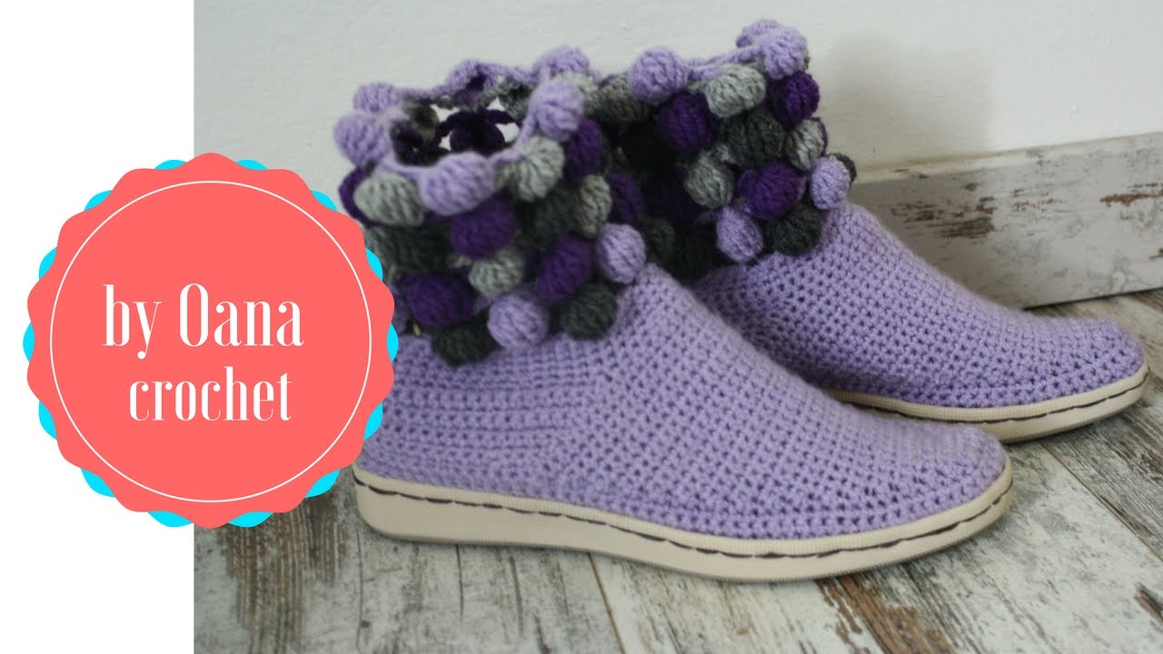 crochet shoes/slippers on a rubber sole 1- by oana - youtube xndvnvu