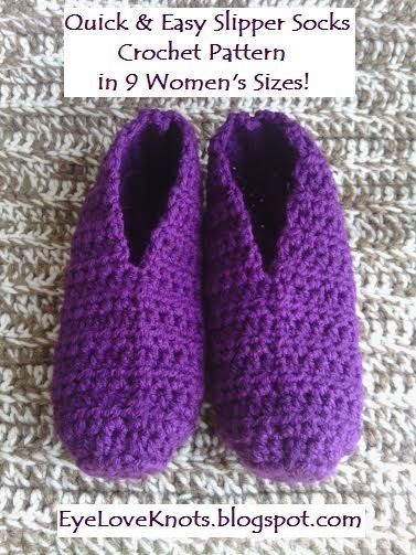 crochet slipper patterns eyeloveknots: quick and easy slipper socks in 9 womenu0027s sizes - free crochet znavjzx