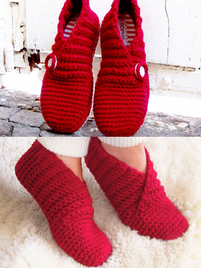 Crochet Slippers red rib basic slippers orkkxzm
