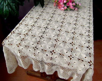 crochet tablecloth 100% handmade table cover, crochet pattern bowknot table topper  rectangular, oblong crochet yzfsgds
