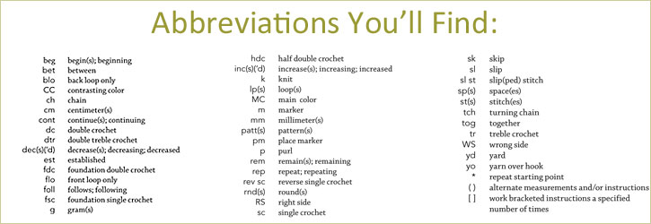 crochet terms crochet stitches abbreviations for you to learn so as to interpret the zxxyaow