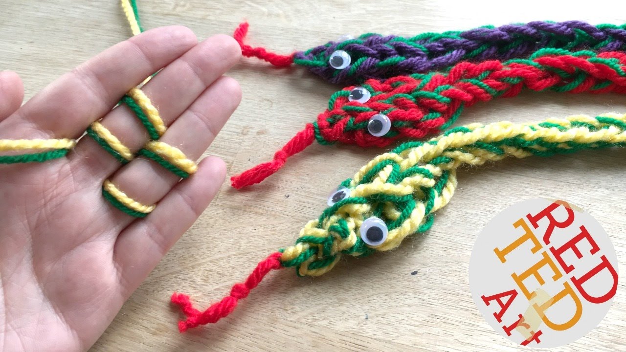 Finger Knitting how to finger knit a snake diy - finger knitting projects - no plyqdxf