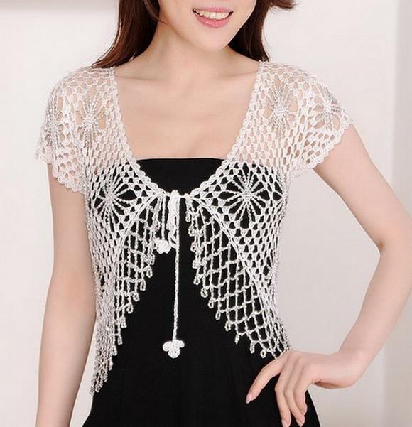 free crochet bolero pattern - crochet with crystal beads kyirqme