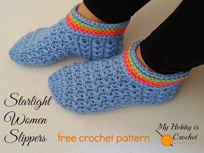 Free crochet patterns starlight women slippes - free crochet pattern on myhobbyiscrochet.com ftcyash