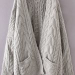 grey drop shoulder cable knit cardigan with pockets ziuehzq