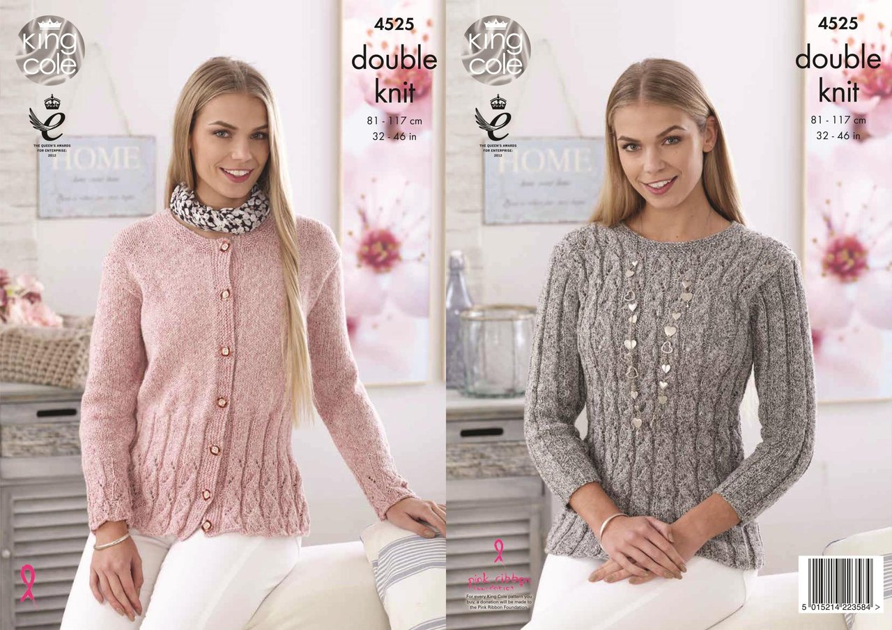 king cole knitting patterns king cole 4525 knitting pattern ladies sweater and cardigan in authentic dk pfqnwli