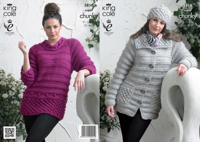 king cole knitting patterns king cole ladies jacket, sweater u0026 hat knitting pattern 3816 kpmokct