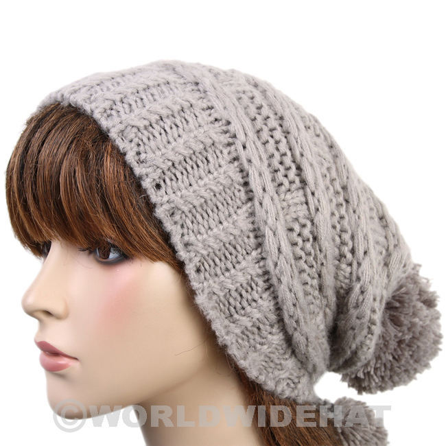 knit cap classic crochet hat knitted cap pom beanie woman gray be922g xppqjsn