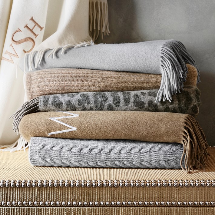 knit stripe cashmere throw, oatmeal | williams sonoma tgtsmyi