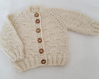 knitted baby clothes - baby gift - hand knitted alpaca baby cardigan - iysqlaf