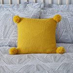 knitted cushions pom pom ochre knit cushion vvnvwul