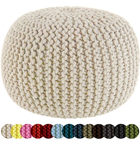 knitted pouf amazon.com: cotton craft - hand knitted cable style dori pouf - ivory - tjoqvki