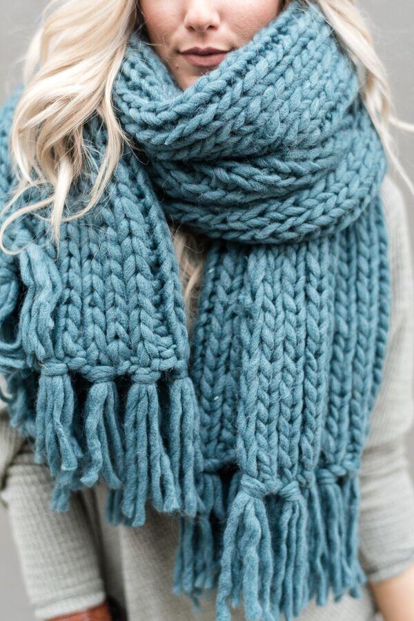 knitted scarves desert cozy tassel chunky knitted scarf - teal wpmzifo