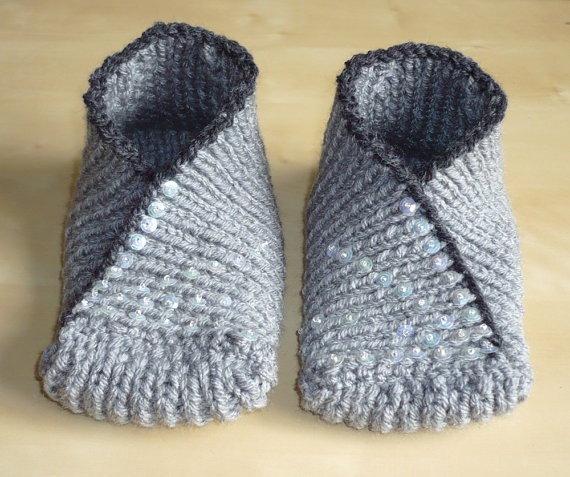 knitted slippers hand knit slippers socks - kimono slipper socks in grey, green - spring qyfydvt