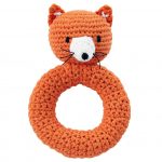 knitted toys fox animal knit rattle | the land of nod njzuajy