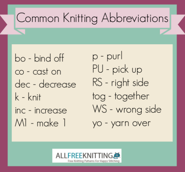 Knitting Abbreviations common knitting abbreviations jbwuwli