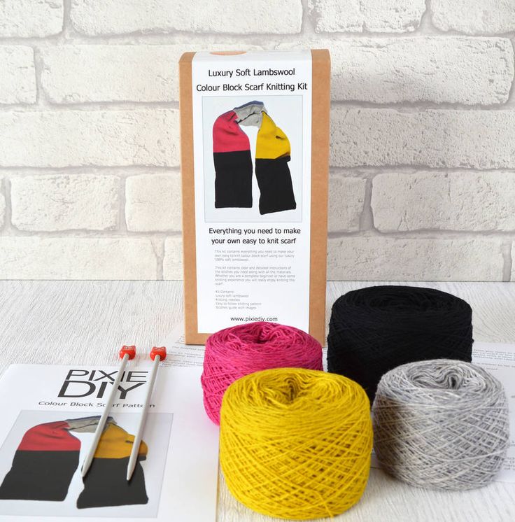 Knitting kits knit your own luxury colour block scarf knitting kit qbnviqx
