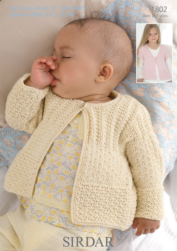 knitting patterns for babies cardigans in sirdar snuggly baby bamboo dk - 1802 - downloadable pdf tydbpce