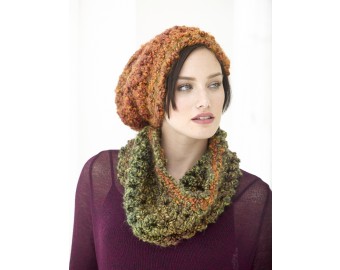 Lion Brand Yarn Patterns quick cushy hat and cowl set pattern (crochet) ksnnjrc