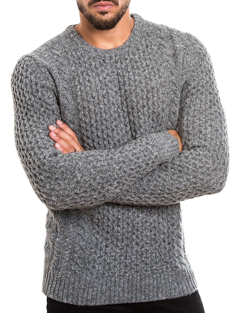 menu0027s clothing | cable knit sweater in grey | grey marl | melange aflbjlv