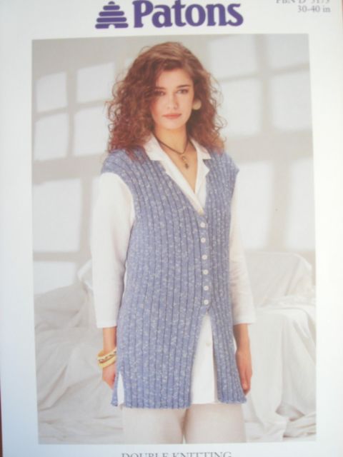 Patons Knitting Patterns patons 5173 - ladies dk ribbed waistcoat knitting pattern 30/40in cofdjju