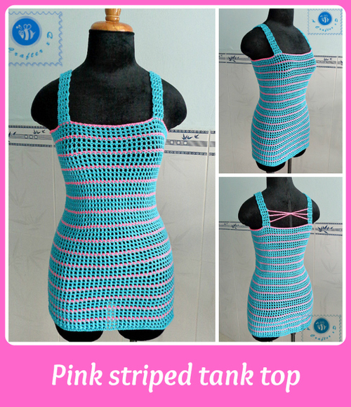 pink striped crochet tank top zaawxwc