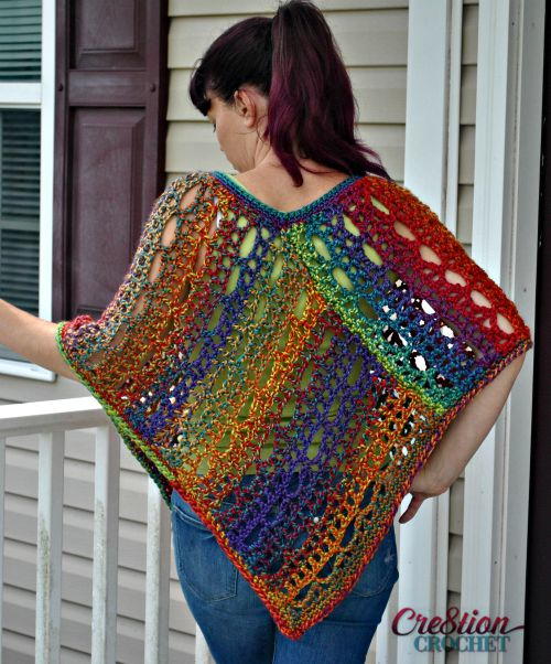 rainbow lace crochet poncho fbdbgmk