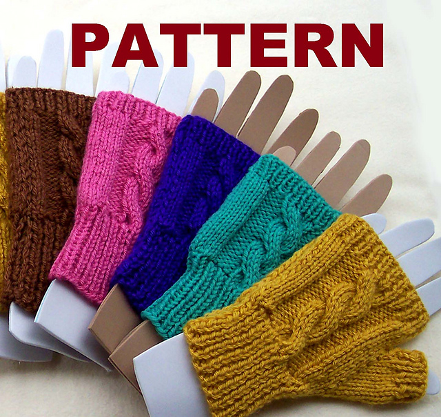 ravelry: cable knit fingerless mittens pattern by claudia lowman tarxenw