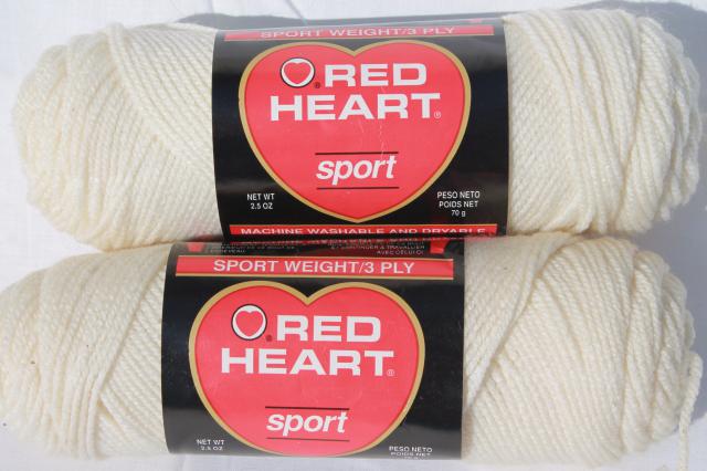 Sport Weight Yarn lot of vintage acrylic yarn, red heart sport weight knitting / crochet yarn, rfufiqr