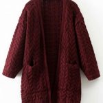 trendy thickening cable knit cardigan - wine red one size wsieirg