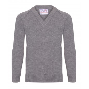 v/neck knitted jumpers - grey wtmyamg