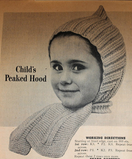 vintage knitting patterns vintage knitting pattern - childu0027s peaked hood with scarf - 1950u0027s kids or jqhmtap