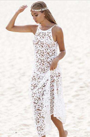 white crochet dress new 2016 fashion beach female sexy summer beach white lace crochet dress wiqltgl