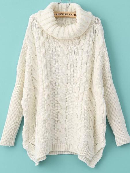 winter fashion white long sleeve turtleneck chunky cable knit sweater lxyznzb