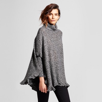 womenu0027s ruffle poncho sweater ... octnfun