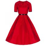 1950's Inspired Red 'Zena' Dress | Vintage Style Dresses - Lindy Bop