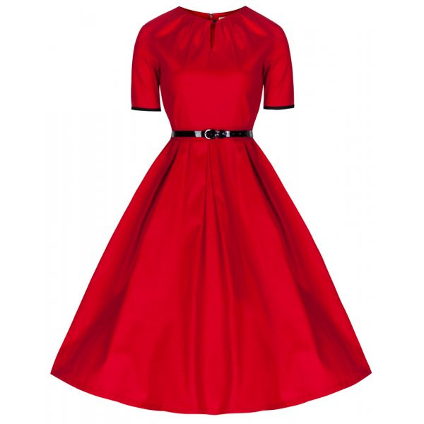 1950's Inspired Red 'Zena' Dress | Vintage Style Dresses - Lindy Bop