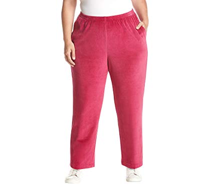 Alfred Dunner Womens Plus Velour Lounge Casual Pants at Amazon