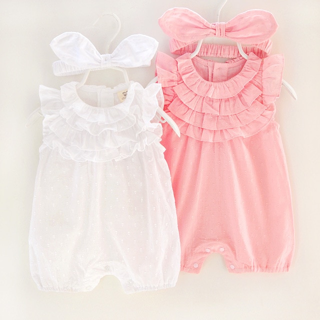 2018 Summer Baby Girl Rompers Lace cotton Jumpsuit Floral Baby